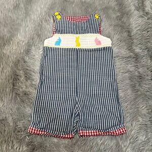 Boutique Smocked Overall Easter Stripes Toddler 6-12 Months Unisex